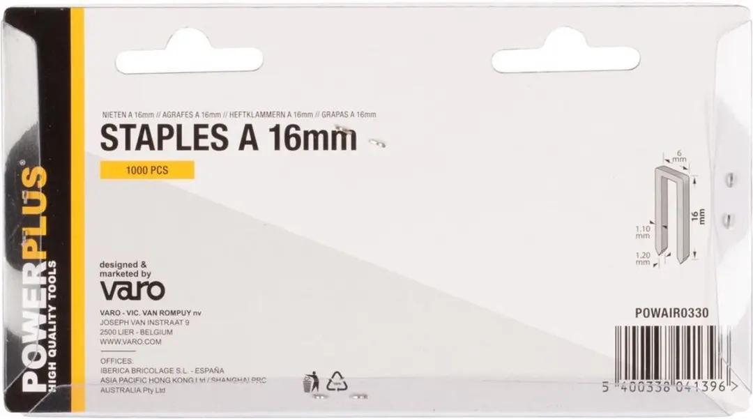 Powerplus POWAIR0330 Nieten 1000 Stuks - 6x16mm