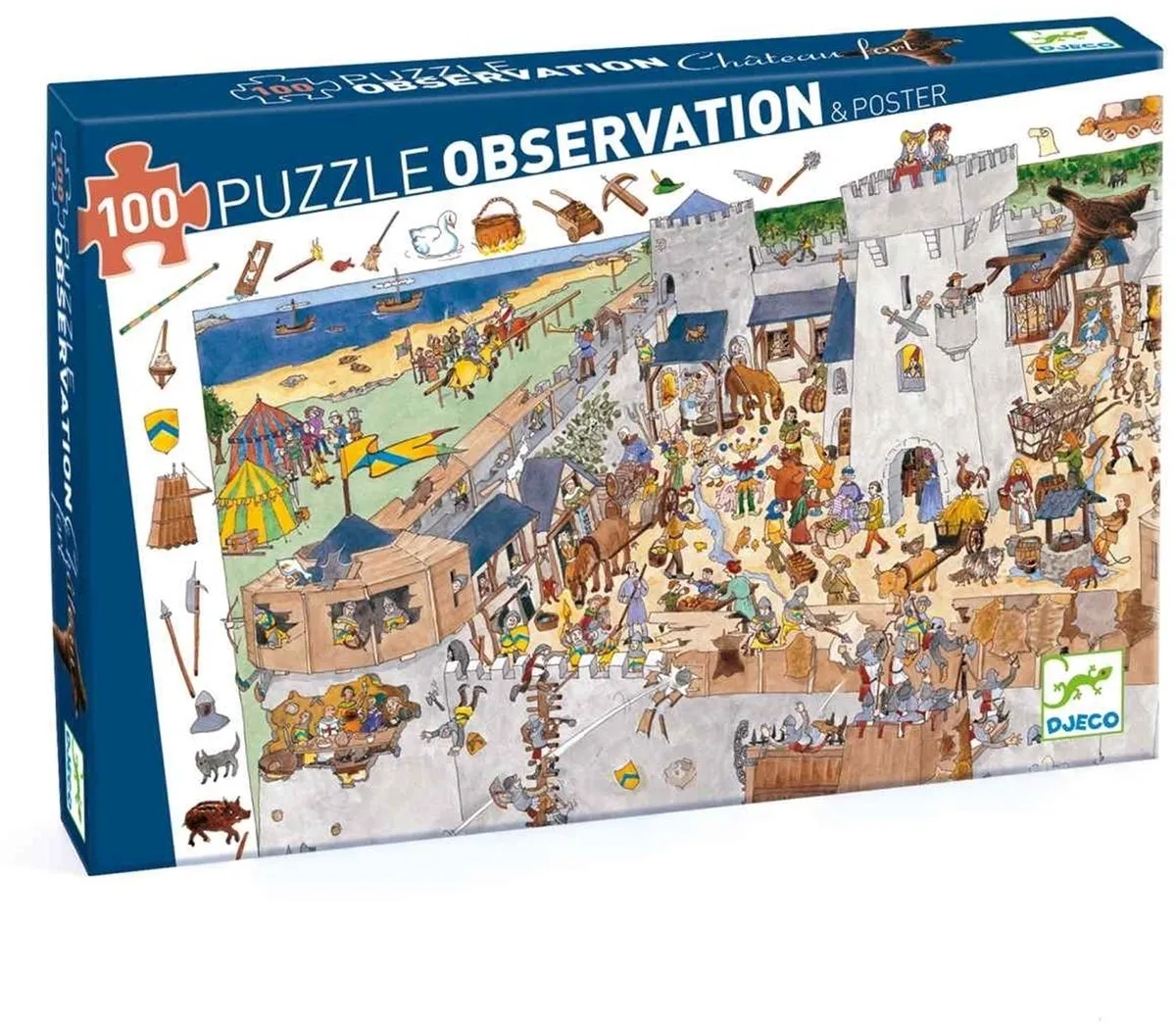 Djeco Bescherm het kasteel Puzzel - 100 Stuks - Multicolor