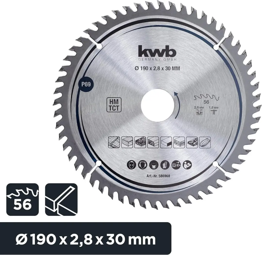 KWB Cirkelzaagblad 190mm x 30mm - 56 Tanden - Hout/Laminaat