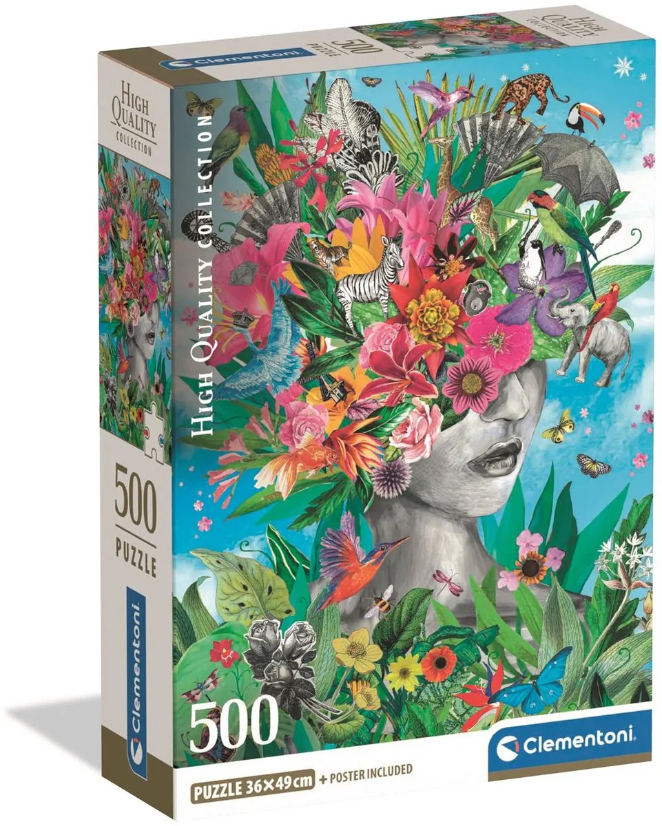 Clementoni Puzzel Hoofd in de Jungle 500 Stuks - Multikleur