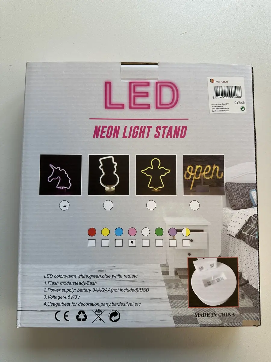 Impuls Unicorn LED Nachtlamp - Roze Neon - 29.5x24x8.5cm