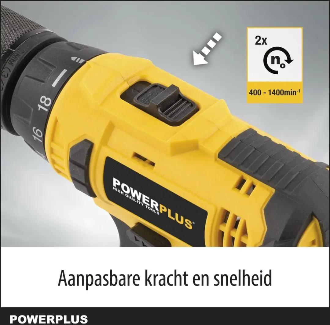 Powerplus POWX00425 Accuboormachine 16V - 2x 1300mAh - 2 Snelheden