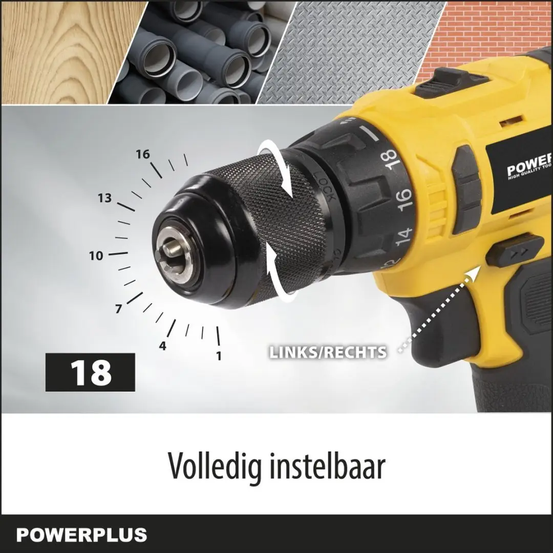 Powerplus POWX00425 Accuboormachine 16V - 2x 1300mAh - 2 Snelheden
