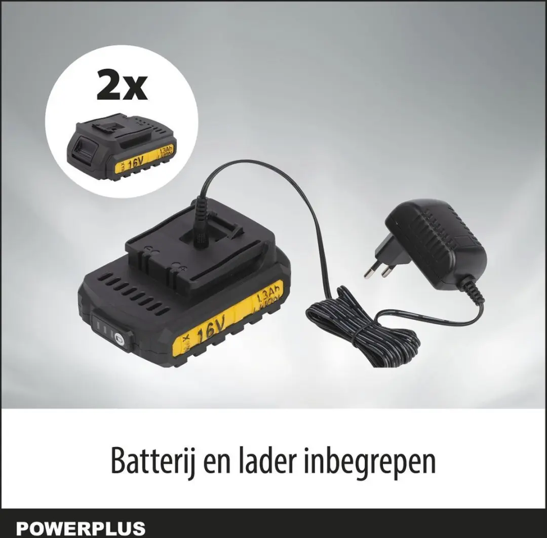 Powerplus POWX00425 Accuboormachine 16V - 2x 1300mAh - 2 Snelheden