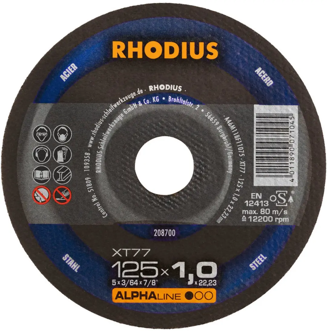 Rhodius XT77 Doorslijpschijf 125x1,0mm Staal - 100 Stuks