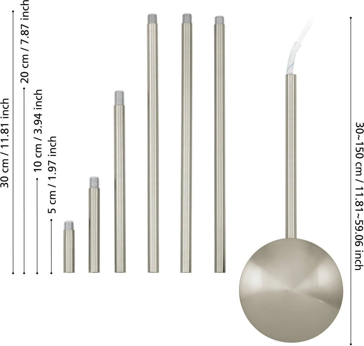 Eglo Hanglamp Kabelverlengstuk Nikkel-mat