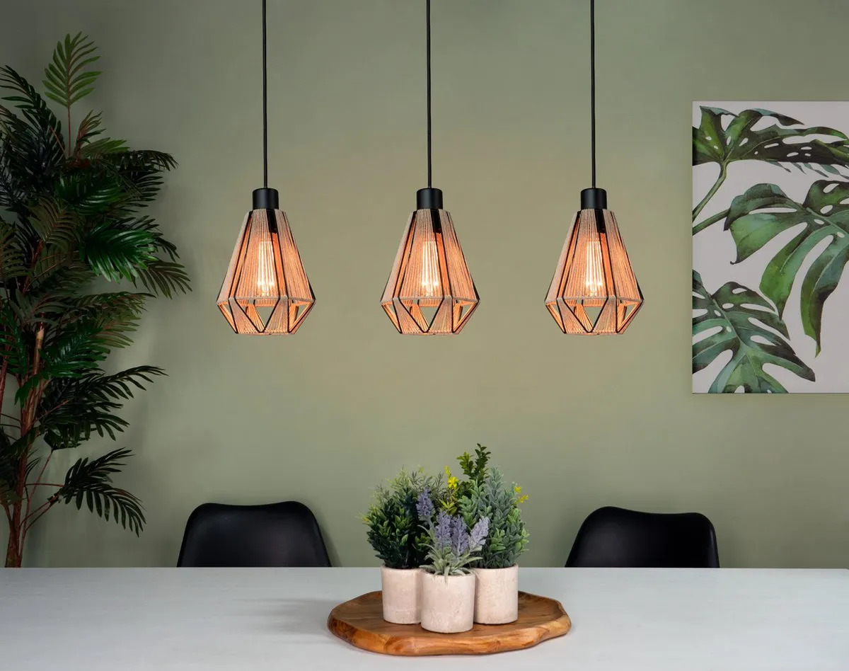 Eglo Adwickle Hanglamp E27 - 87cm - Zwart/Bruin - afbeelding 6 van 6