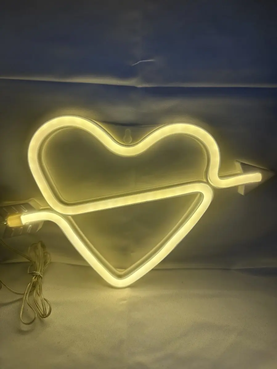 Impuls LED Wandlampen Set 4 Stuks - Hart & Love Neon - Roze/Wit