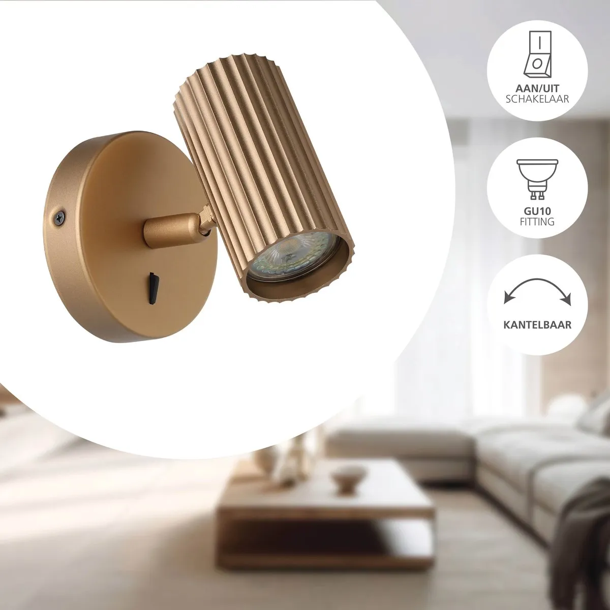 Eglo Portillo Wandlamp GU10 - 5W - Goud