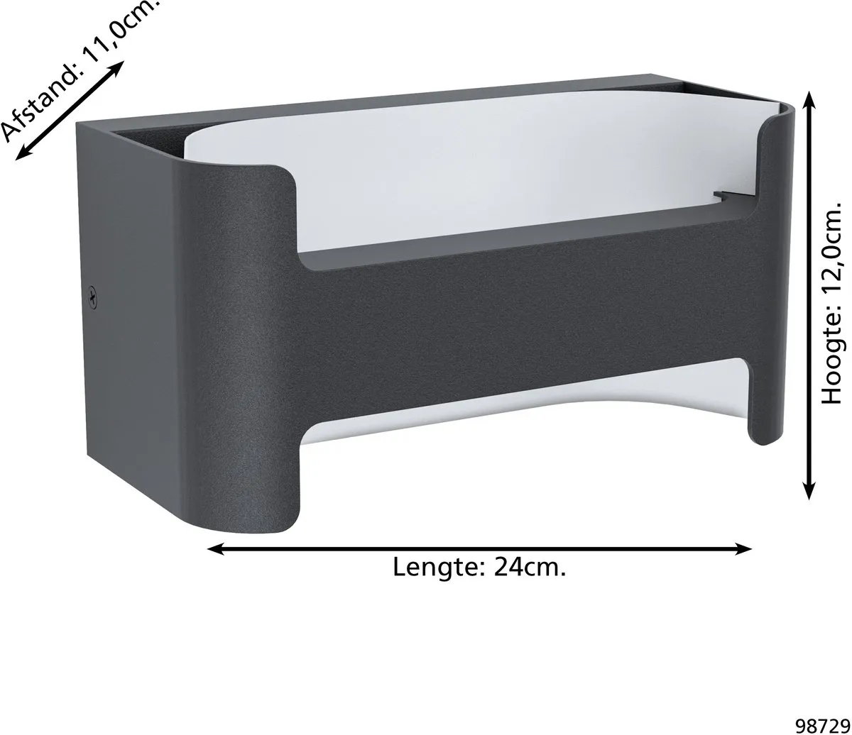 Eglo Passirano Wandlamp Buiten LED 24cm - Zwart/Wit - afbeelding 6 van 6