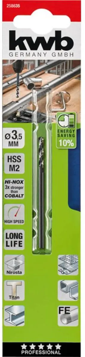 KWB Metaal-spiraalboor 3.5mm - 70mm - 1 Stuk