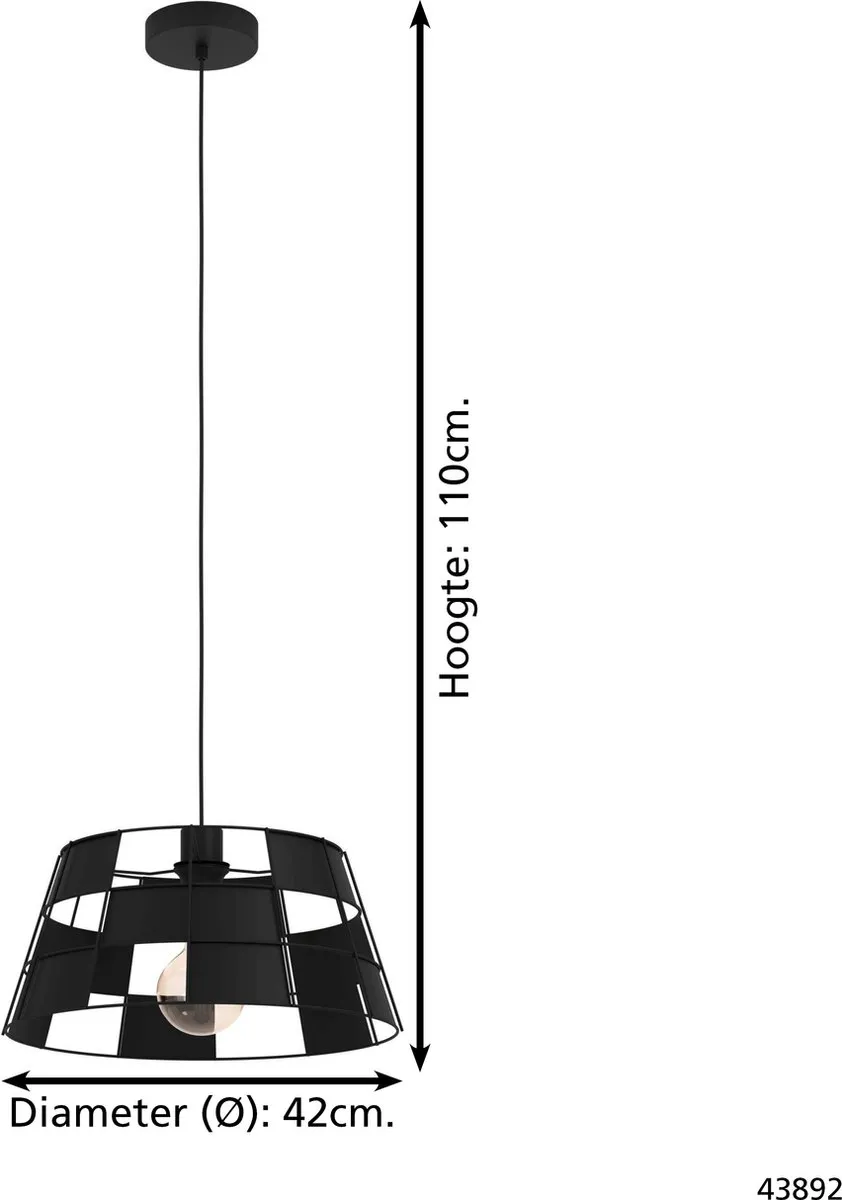 Eglo Pontefract Hanglamp E27 - Ø42cm - Zwart - afbeelding 6 van 6