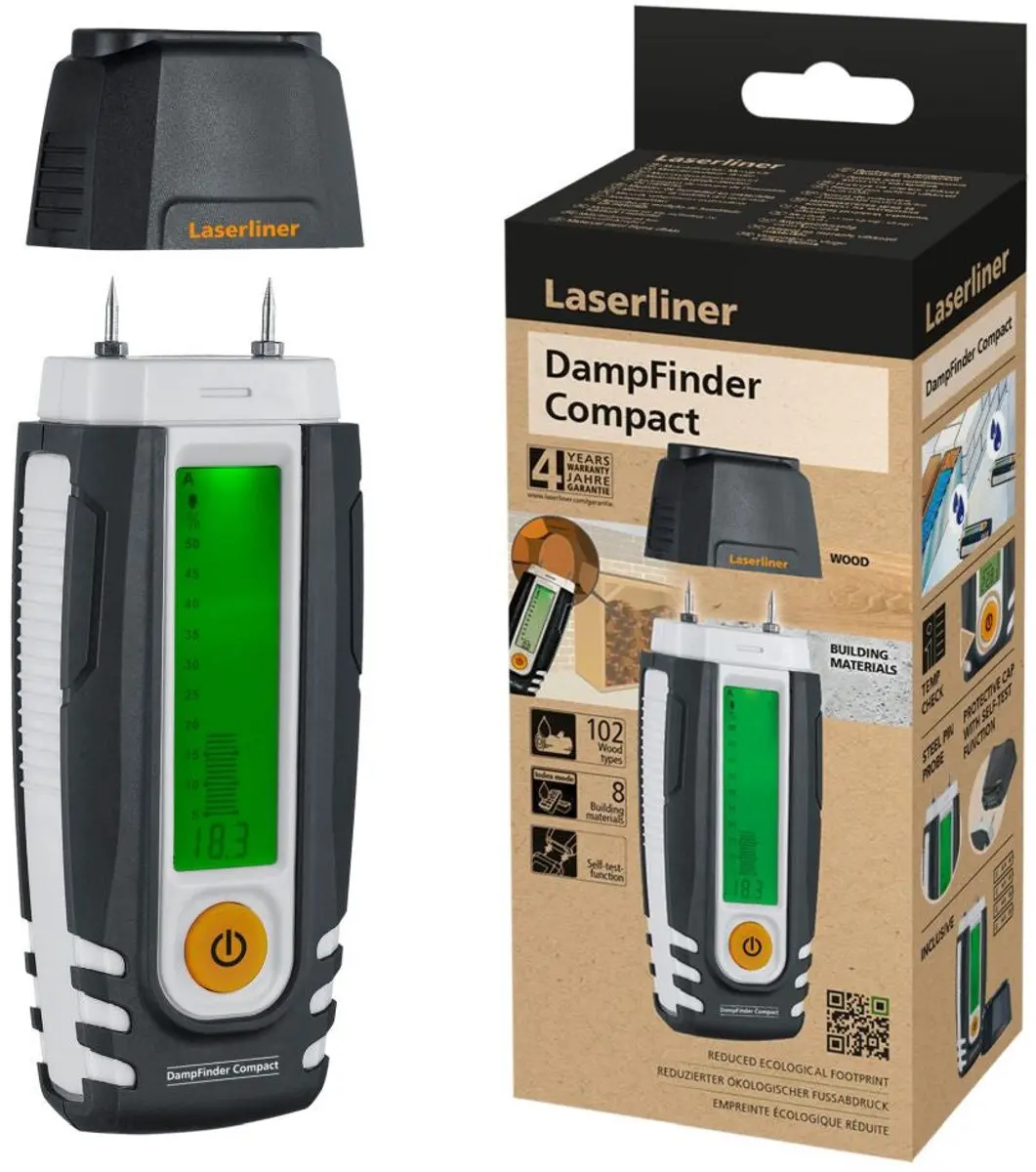 Laserliner DampFinder Compact Vochtmeter - Beschermkap & Batterijen