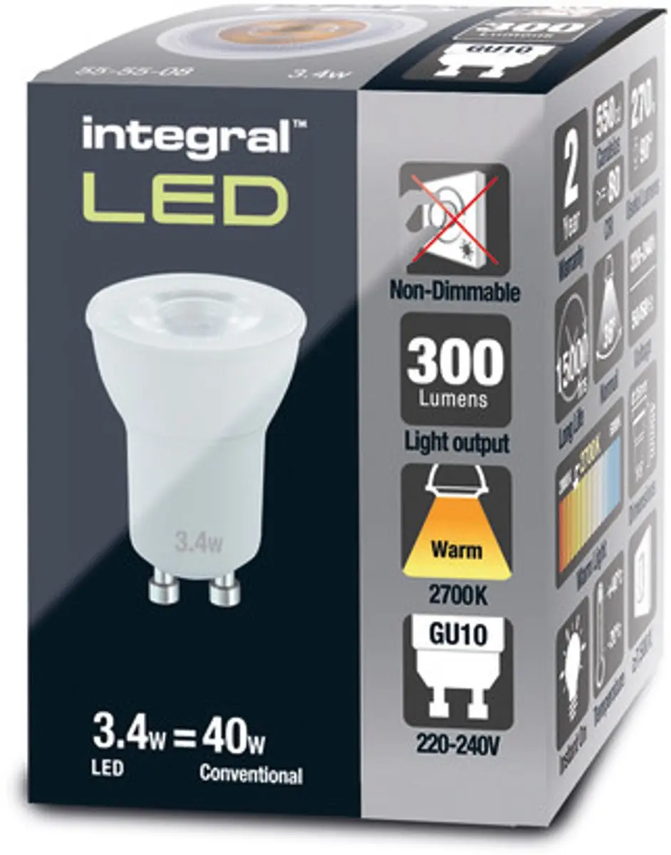 Integral LED PAR11 GU10 2.8W 270lm 2700K - 4 Stuks