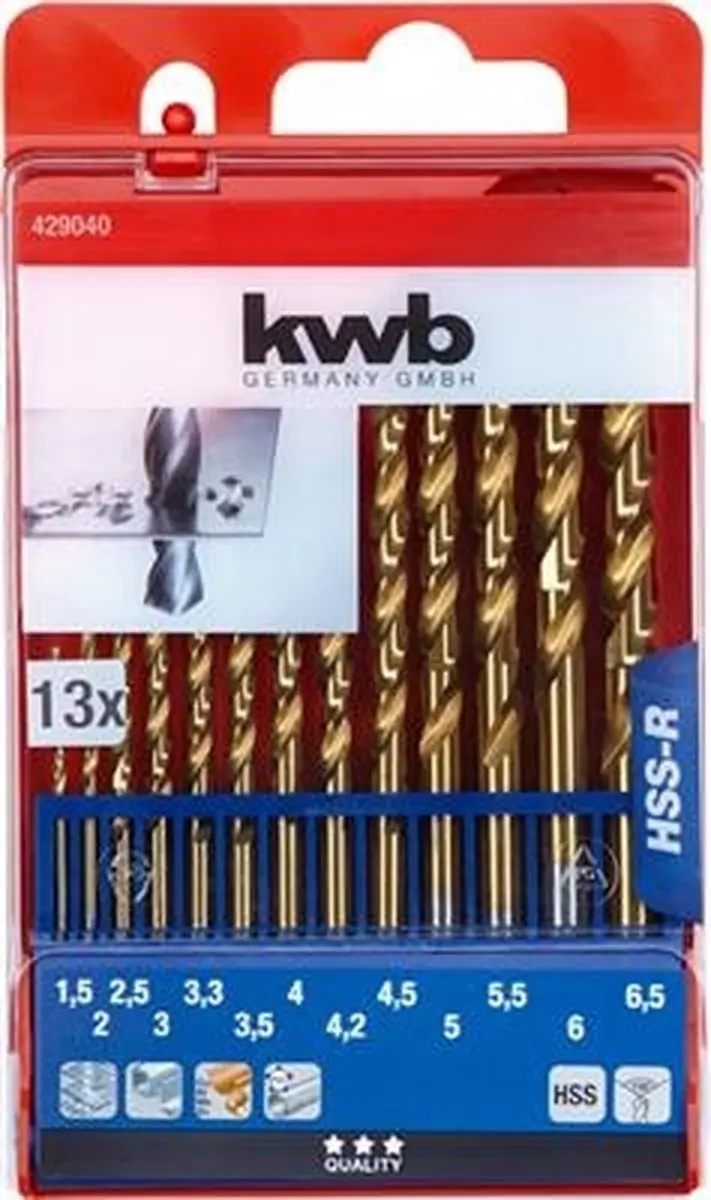 KWB HSS Borenset 1,5-6,5mm - 13-delig
