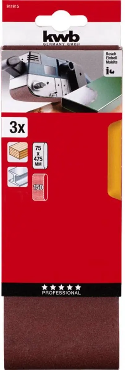KWB Schuurbanden 75x457 - 3 Stuks - Korrel 150