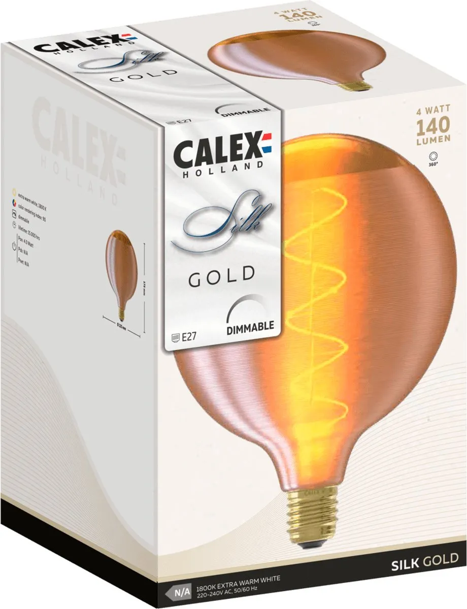Calex Silk Series LED Lamp G125 Goud - 4W E27 Warm Wit