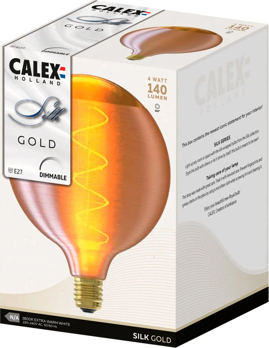 Calex Silk Series LED Lamp G125 Goud - 4W E27 Warm Wit