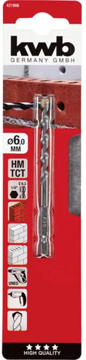 KWB Carbide Steenboor 6.0mm - 75mm - 1 Stuk