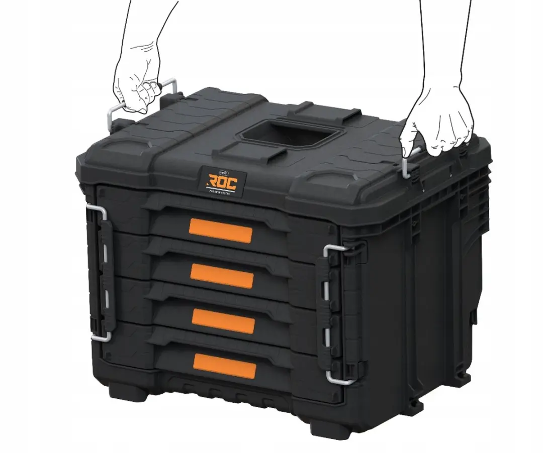 Keter ROC Pro Gear 2.0 XL Gereedschapskist 262661 - 4 Lades - Zwart/Oranje