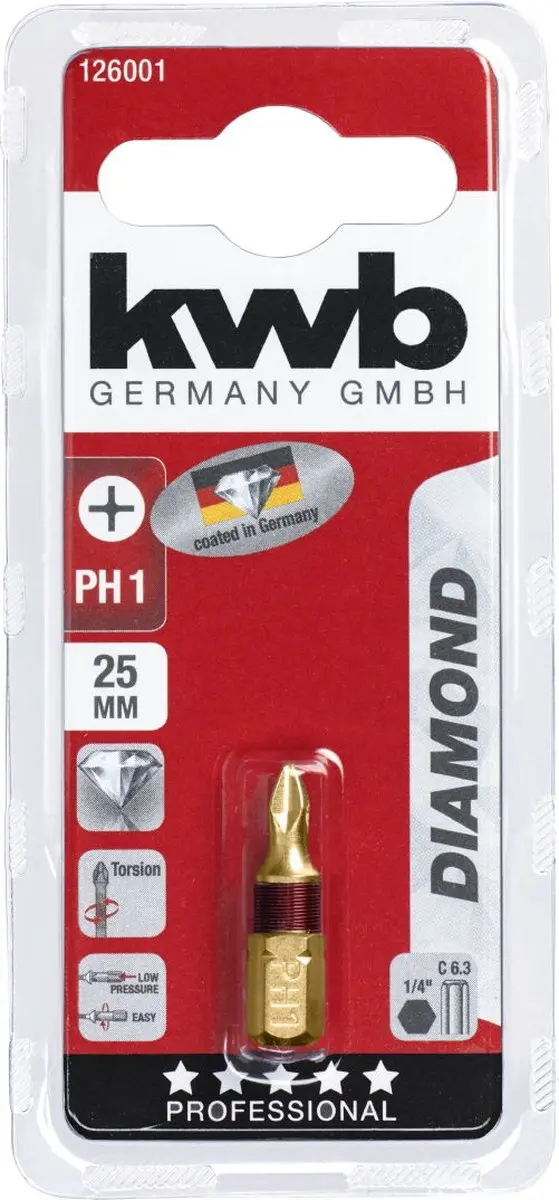 KWB Bit 25mm Diamond Ph 1 Kaart 126001