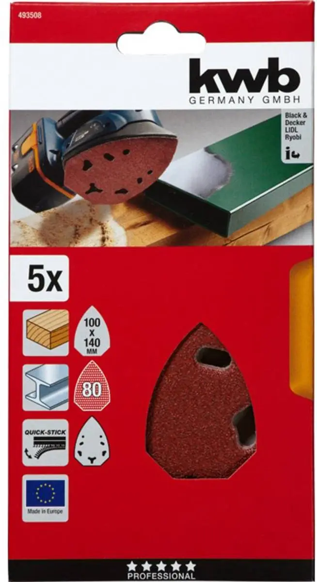 KWB Deltaschuurpapier 80 Korrel - 140x100mm - 5 Stuks