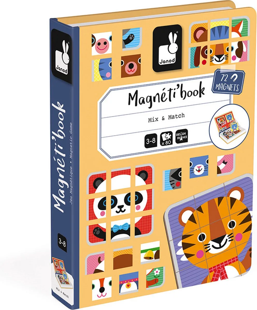 Janod Magnetibook Mix & Match - 72 Magneten + 8 Kaarten