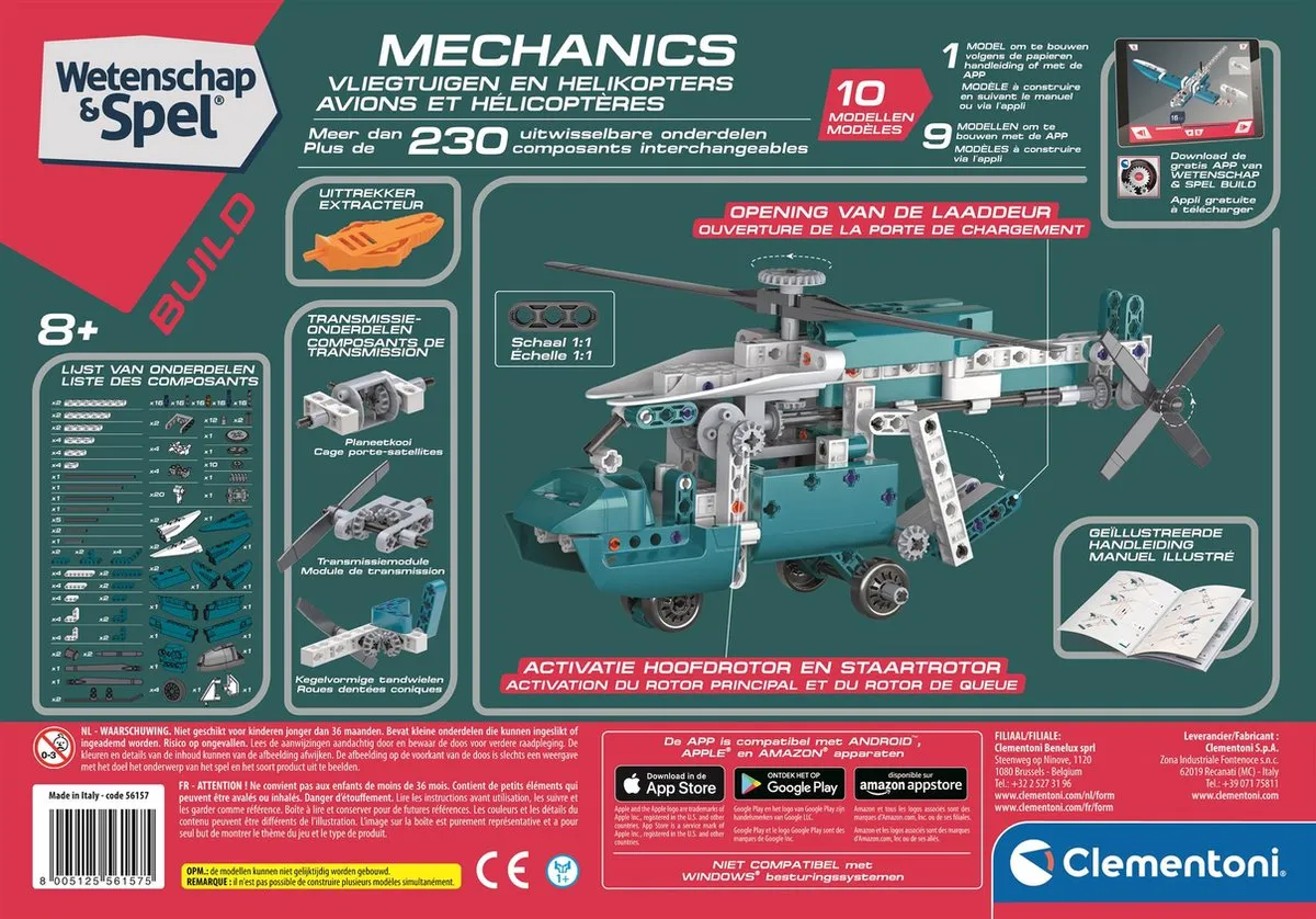 Clementoni Wetenschap & Spel Mechanica Vliegtuigen en Helikopters - 2 Onderdelen - afbeelding 6 van 6