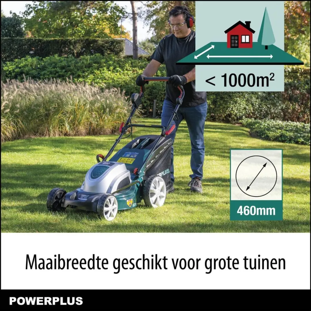 Powerplus POWPG10240 Elektrische Grasmaaier 1800W - 460mm - 60L