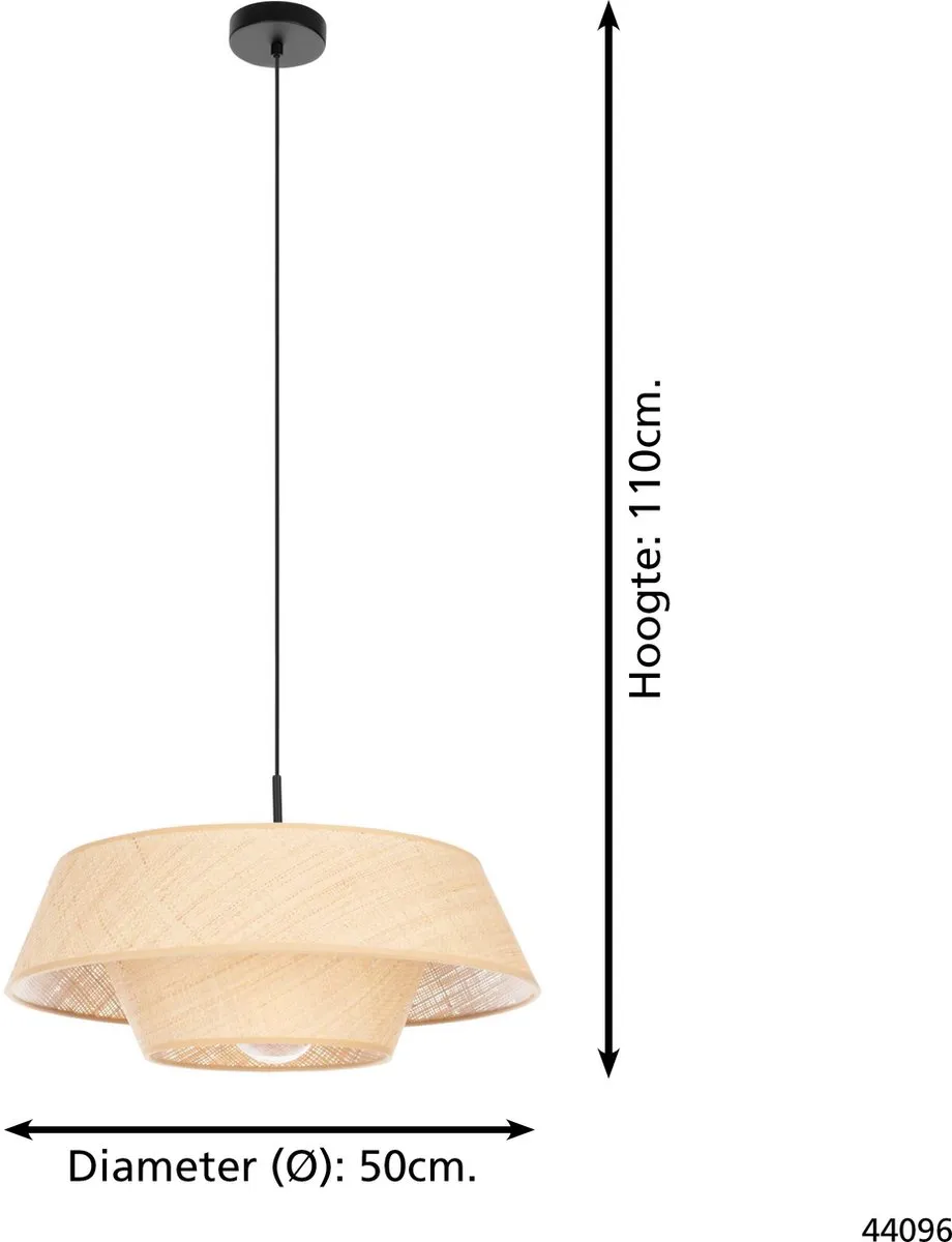 Eglo Marford Hanglamp Ø50cm - Zwart/Bruin