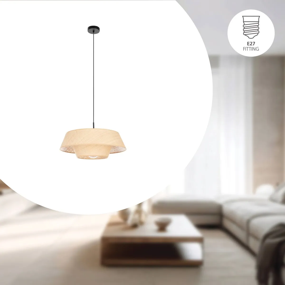 Eglo Marford Hanglamp Ø50cm - Zwart/Bruin