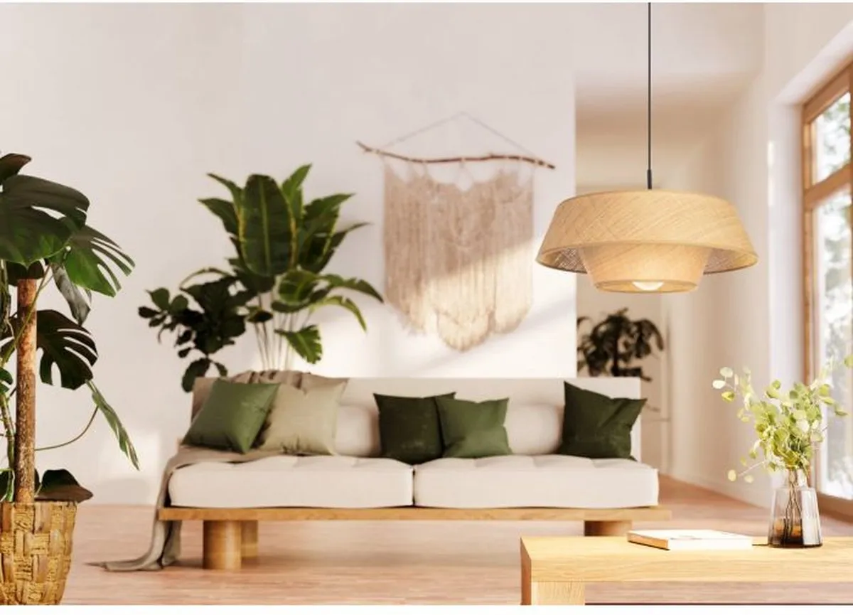 Eglo Marford Hanglamp Ø50cm - Zwart/Bruin - afbeelding 6 van 6