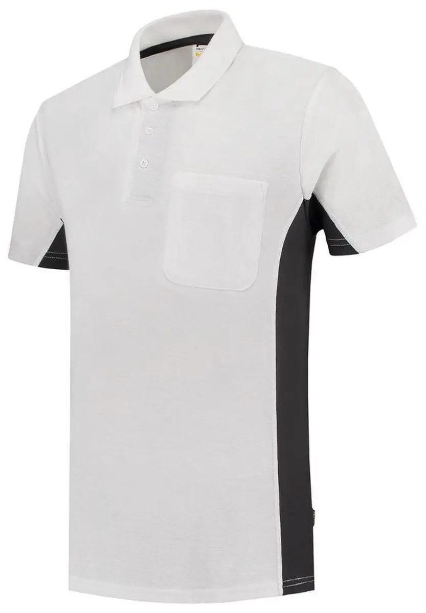 Tricorp Poloshirt Bicolor Borstzak - Maat S Wit/Donkergrijs