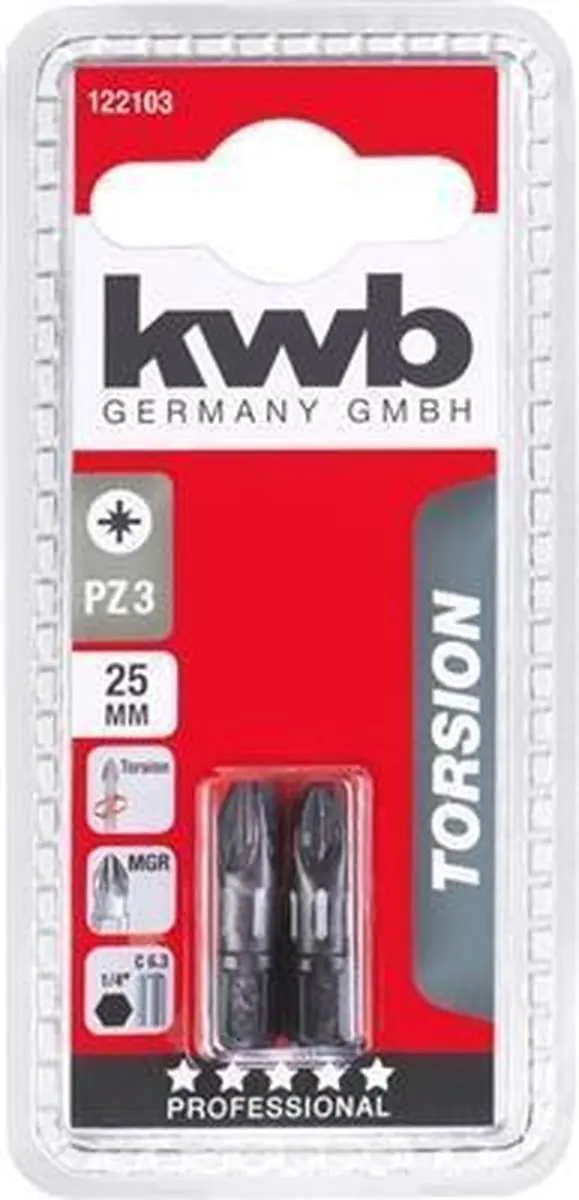 KWB 2 Bits 25mm Torsie PZ3