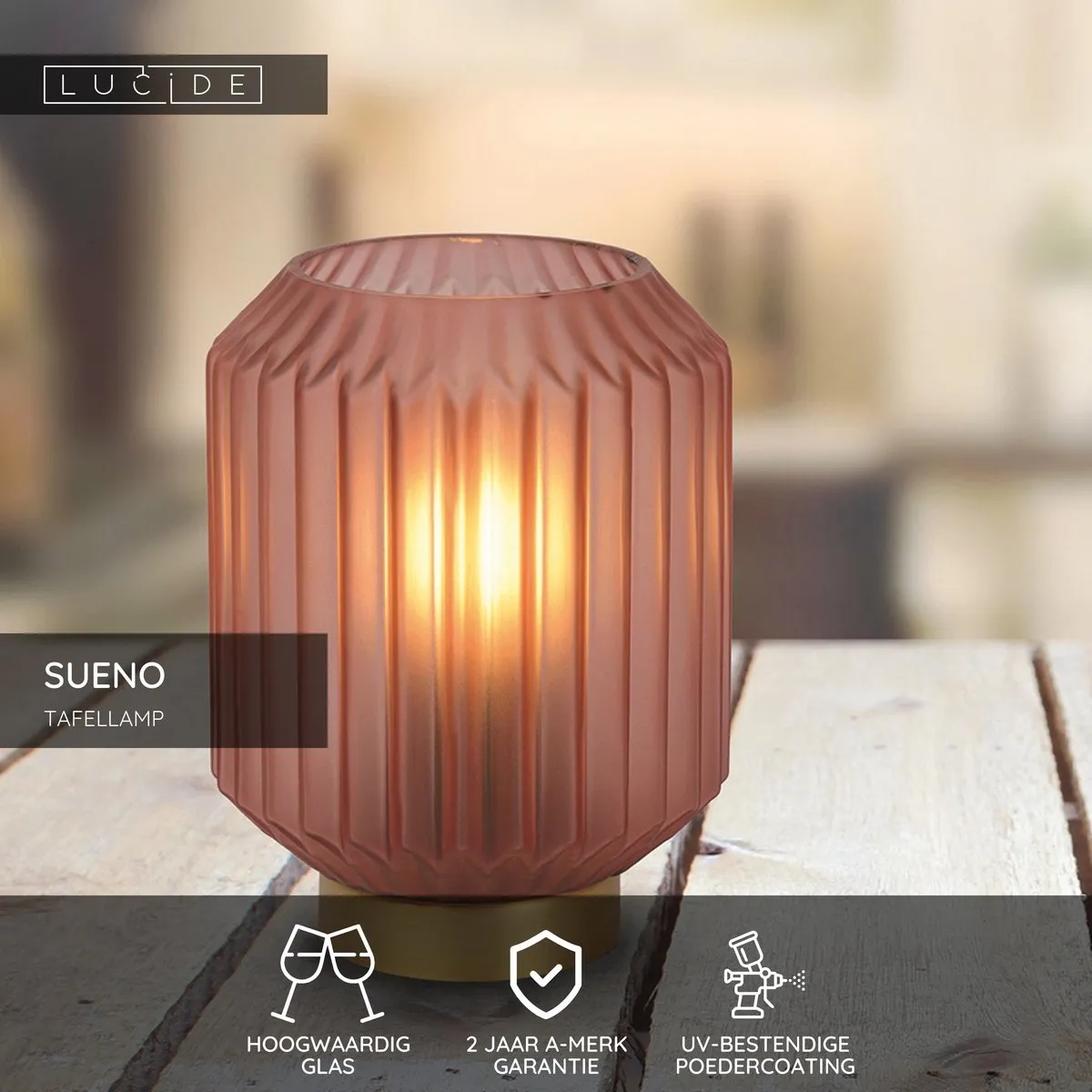 Lucide Sueno Tafellamp Ø13cm - Roze