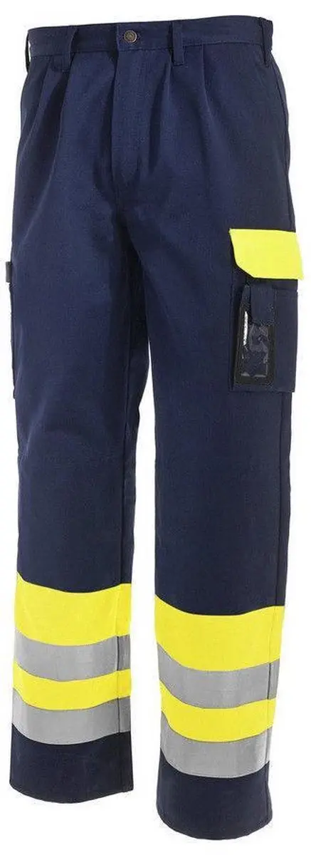 Blåkläder Werkbroek 1584-1860 High Vis Geel/Marineblauw - D128