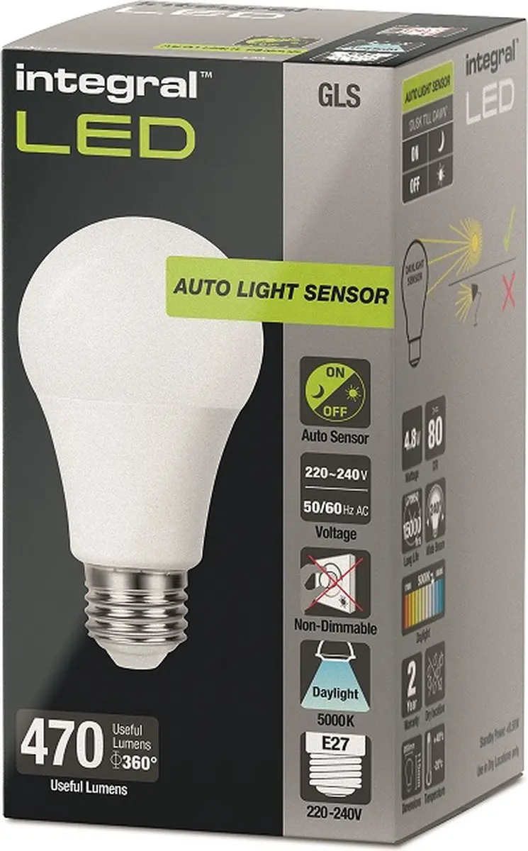 Integral Schemersensor E27 4.8W 5000K - Mat Opaal