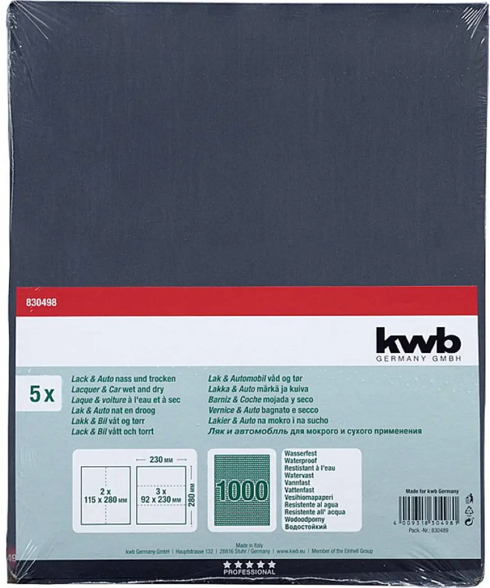 KWB Schuurvellen Waterproof Korrel 1000 - 5 Stuks