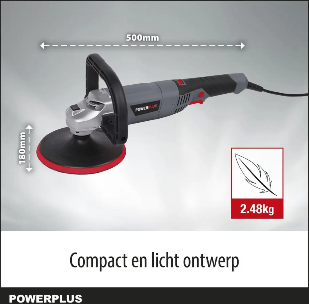 Powerplus POWE41030 Haakse Poliermachine 1200W - 180mm - 3 Acc