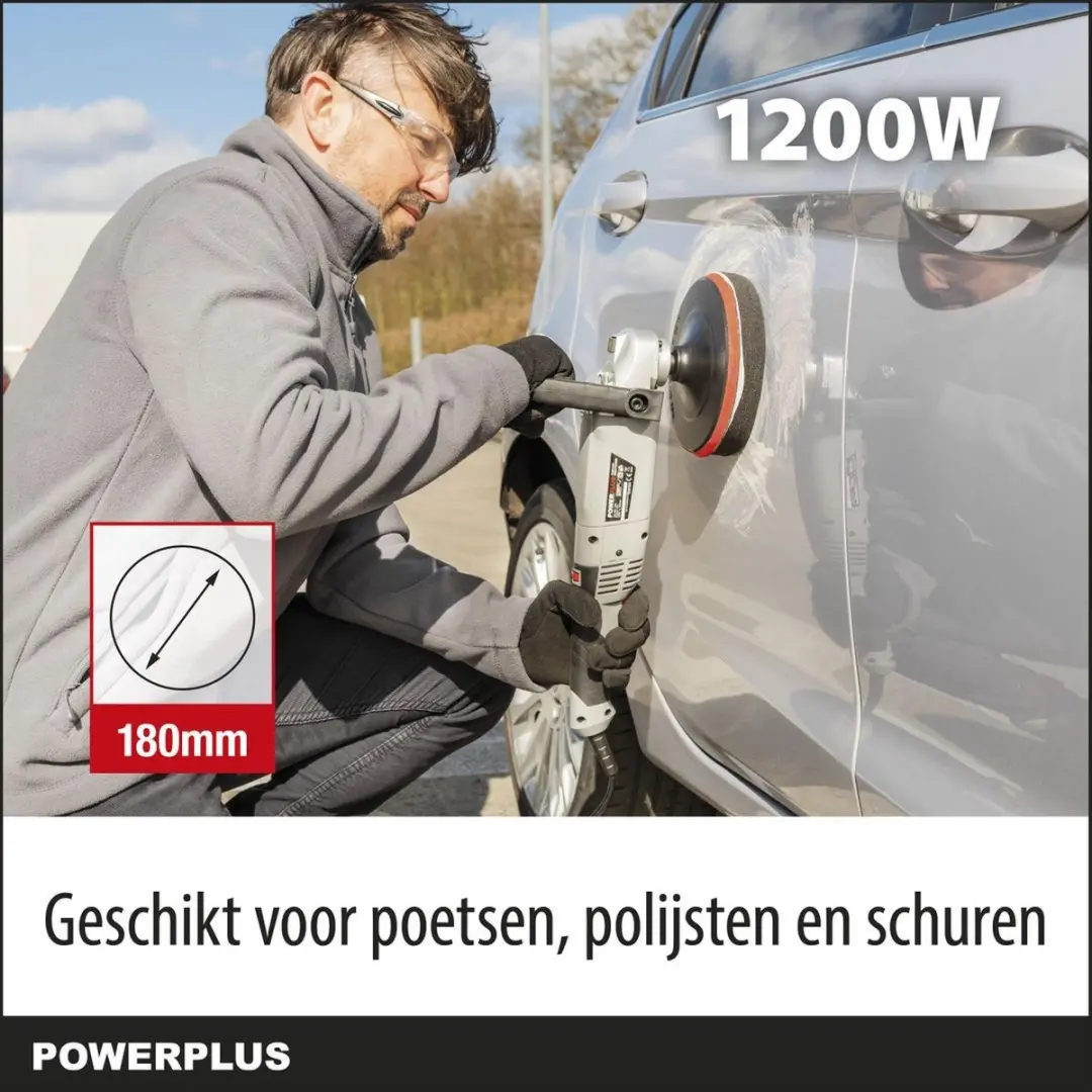 Powerplus POWE41030 Haakse Poliermachine 1200W - 180mm - 3 Acc