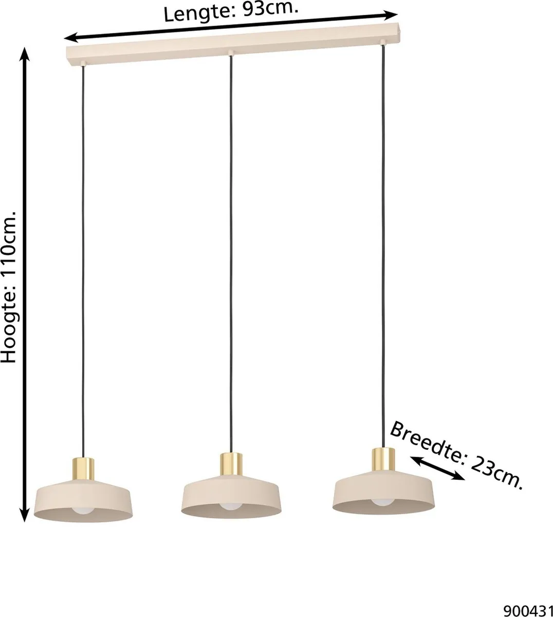 Eglo Valdiola Hanglamp E27 - 93 cm - Zand/Goud