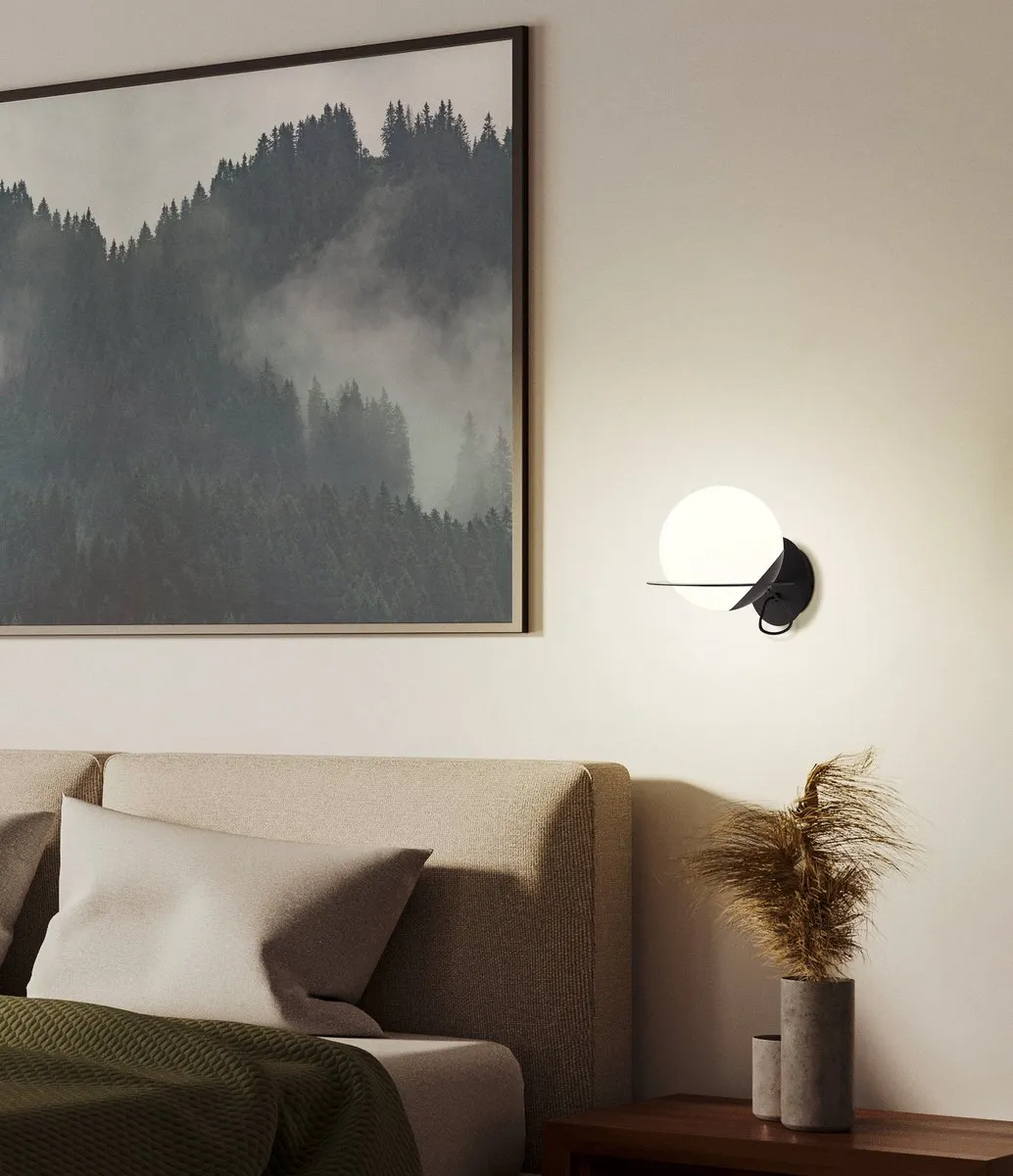 Eglo Sabalete Wandlamp E27 - 1 Lichtpunt - Zwart/Wit Glas