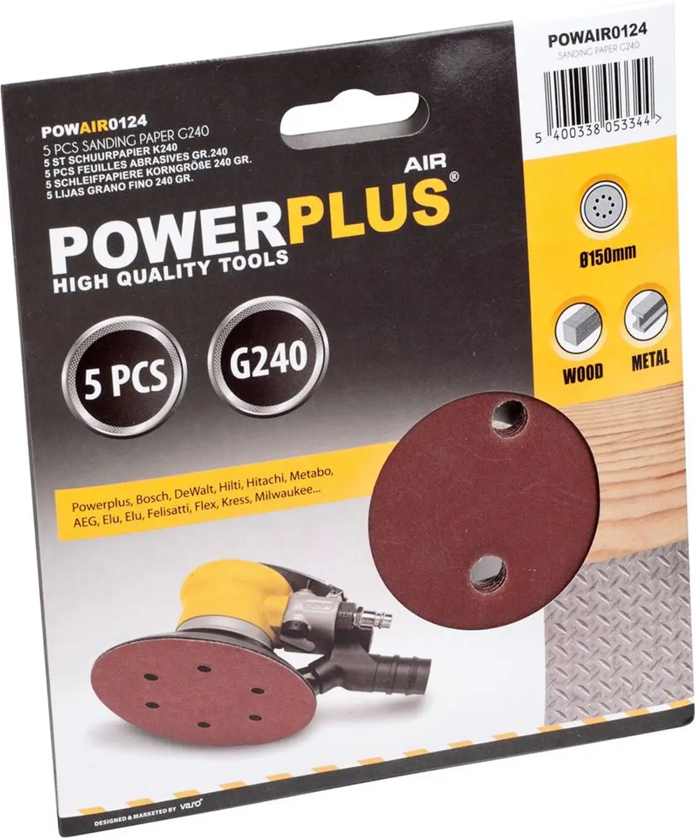 Powerplus POWAIR0124 Schuurschijf D150mm K240 - 5 Stuks