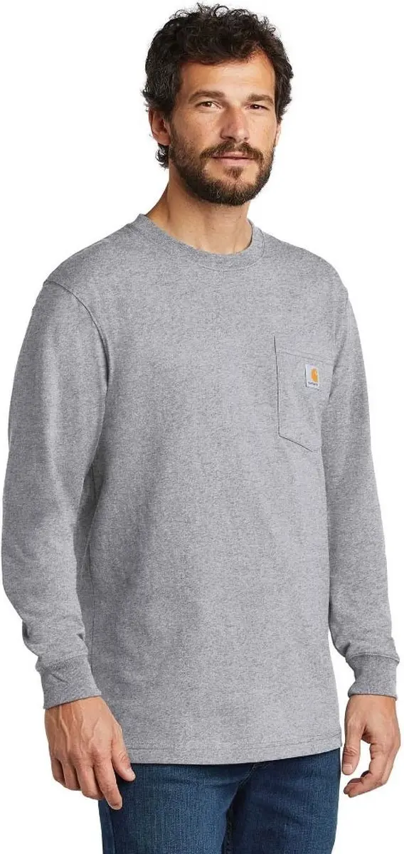 Carhartt Pocket T-Shirt Langmouw Heren Heather Grey - Maat S - afbeelding 6 van 6