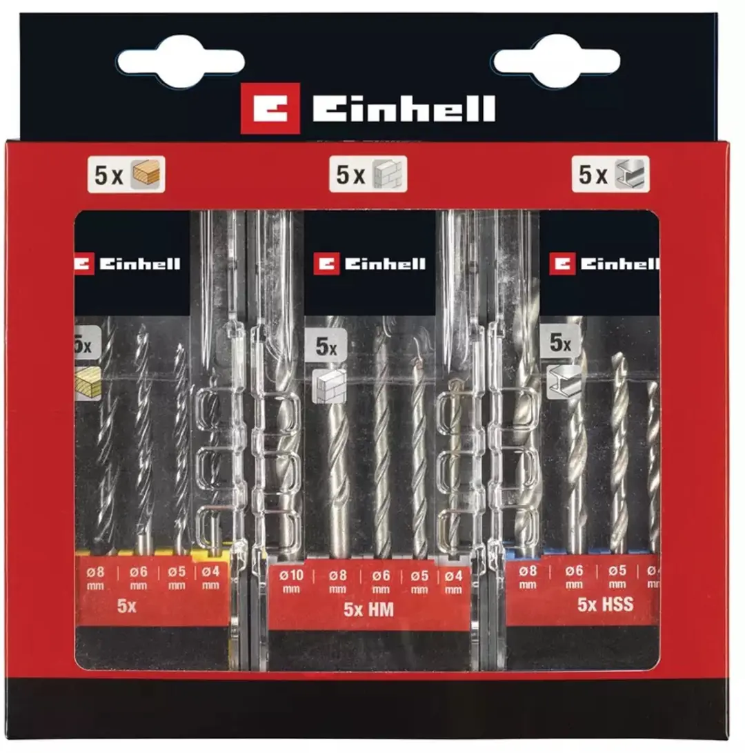 KWB Borenset 15-delig - 5x Hout/5x HM/5x HSS - 3 Casettes