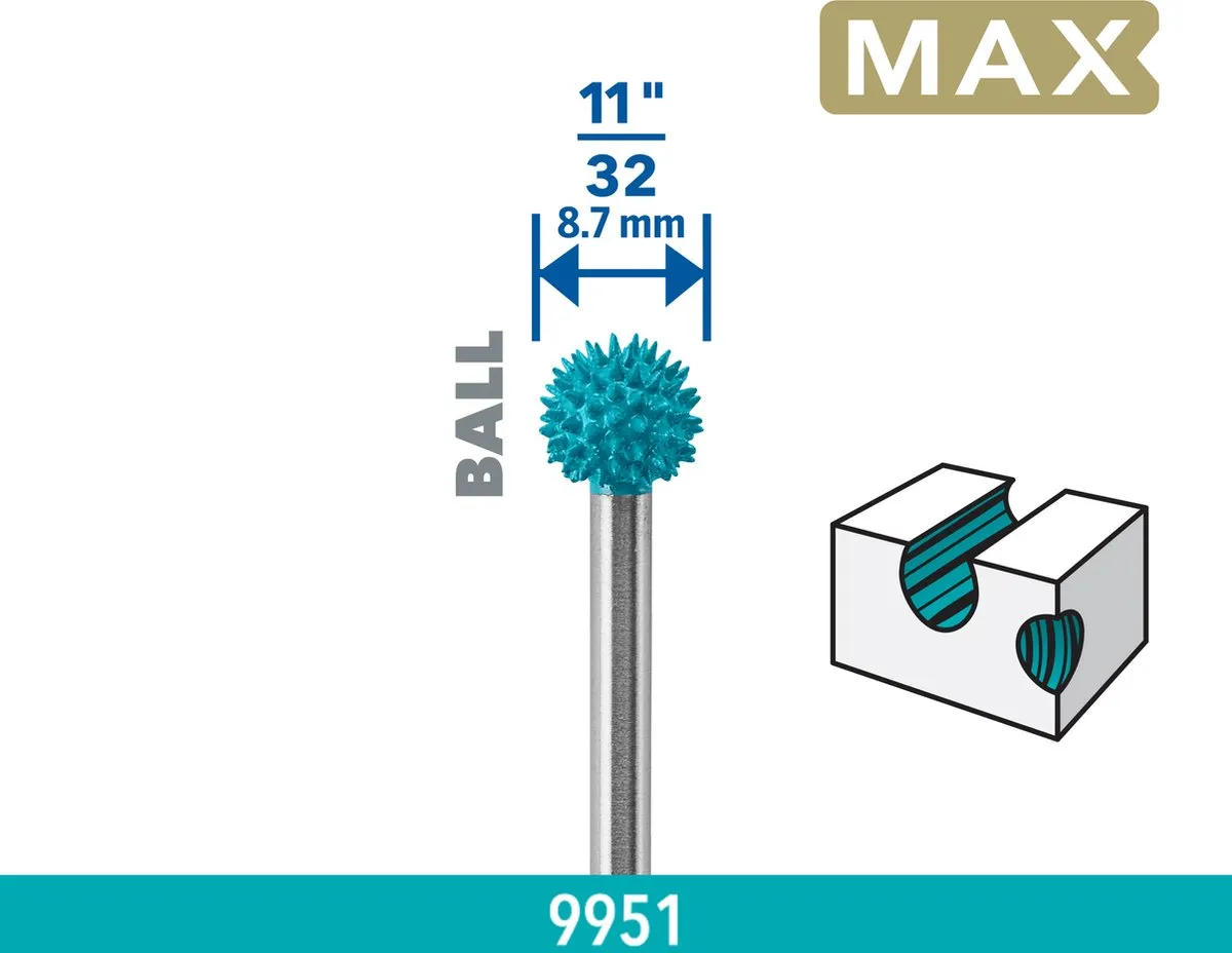 Dremel 9951 MAX Carver Raspfrees - Bolvormig