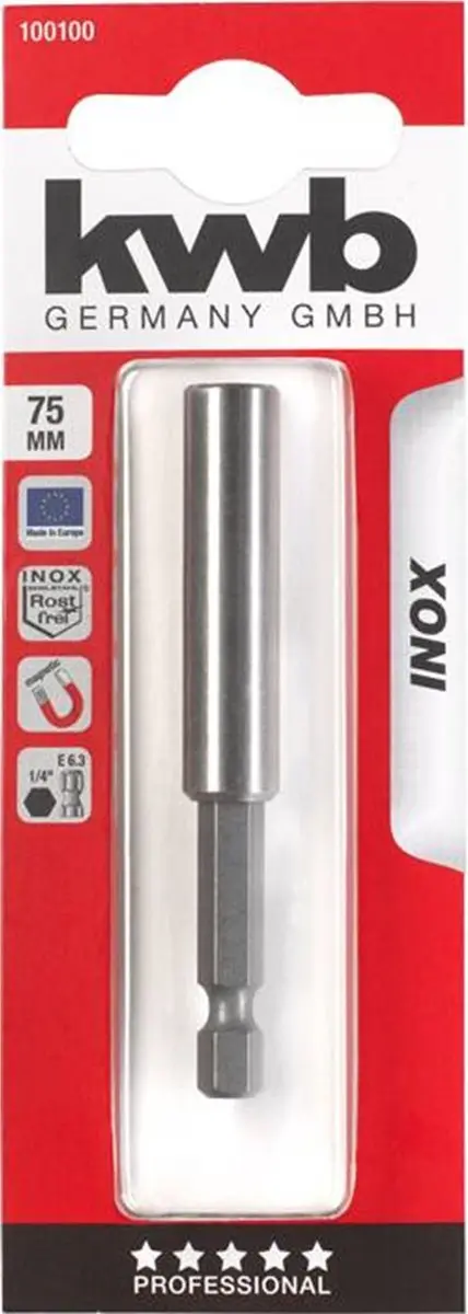 KWB Bithouder 75mm RVS Magnetisch 1/4"