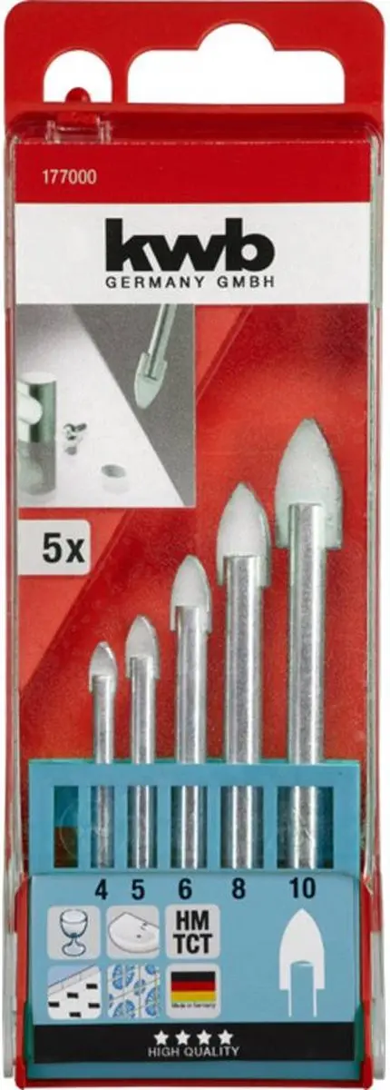 KWB Glasboorset 5-delig 4-10mm