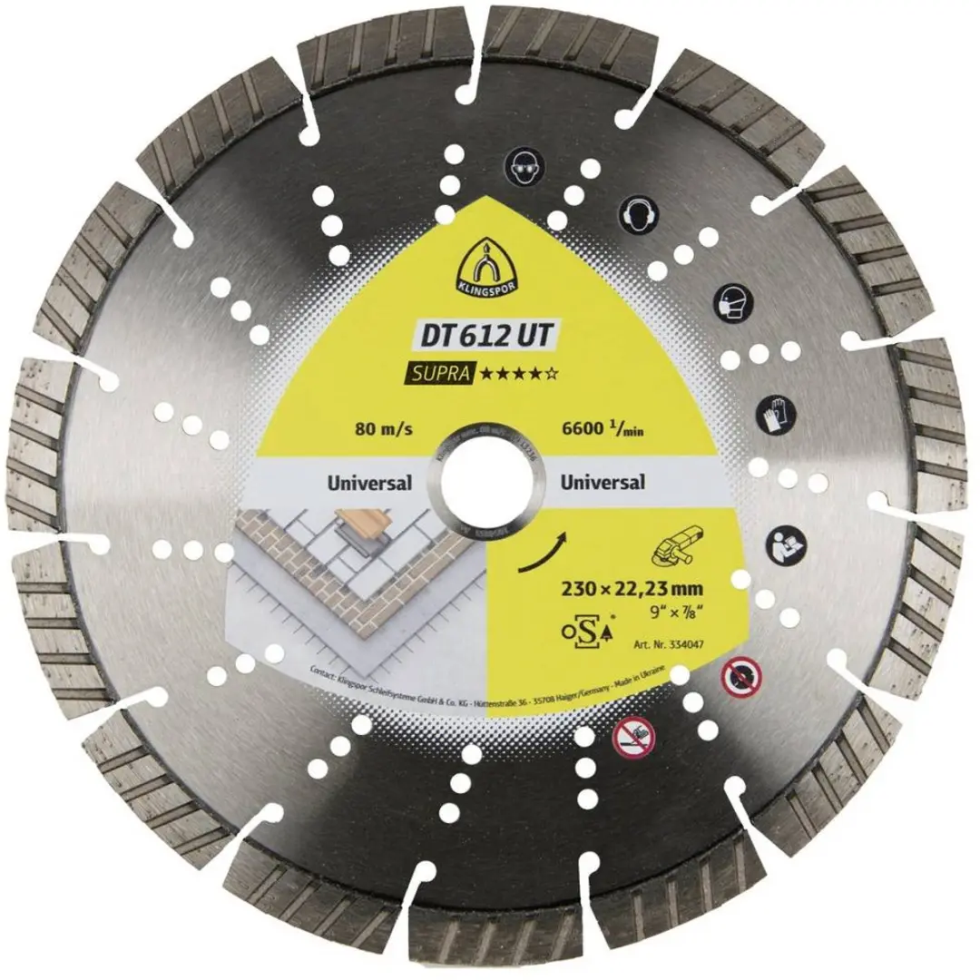 Klingspor DT 612 UT Supra Diamanten Doorslijpschijf 230mm - 22.23mm