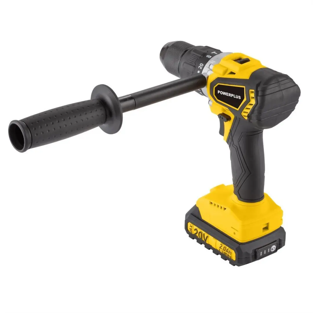 Powerplus POWX00530 Borstelloze Schroef-/Klopboormachine - 20V - 120Nm - 2x 2.0Ah - Geel - afbeelding 6 van 6